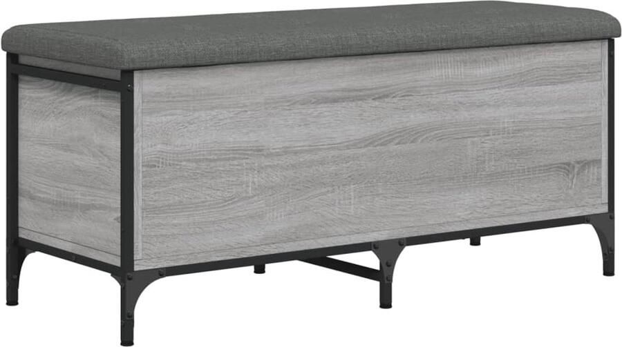 VidaXL Opbergbankje 102x42x45 cm bewerkt hout grijs sonoma eikenkleur Opbergbankje Opbergbankjes Schoenenbankje Halbankje