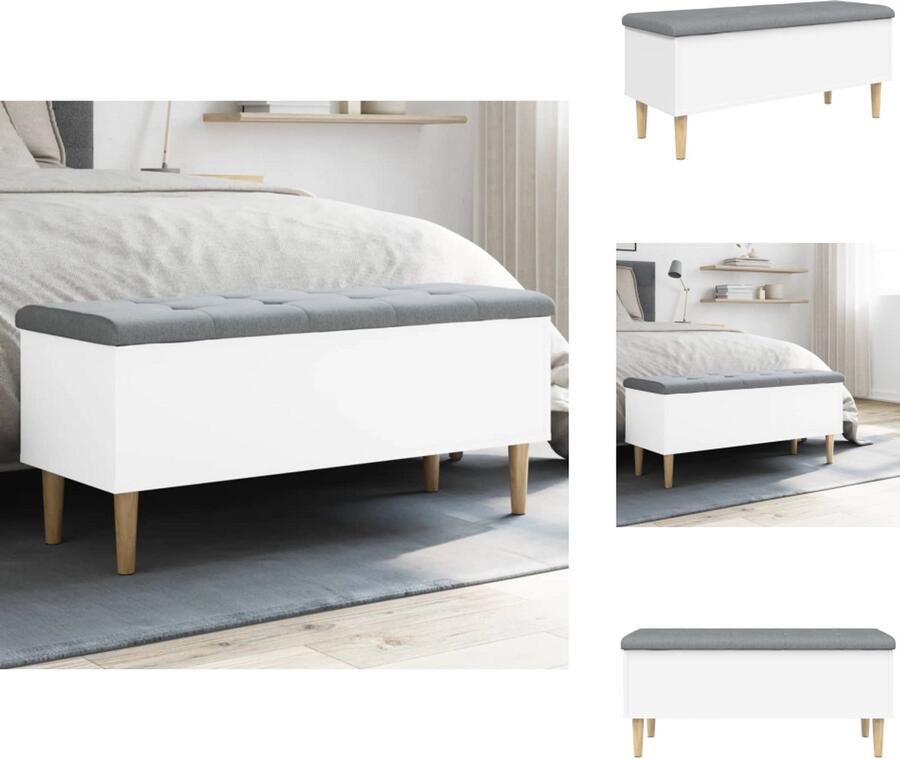 VidaXL Opbergbankje Opbergbankjes Schoenenbankje Halbankje Opbergbankje 102x42x46 cm bewerkt hout wit