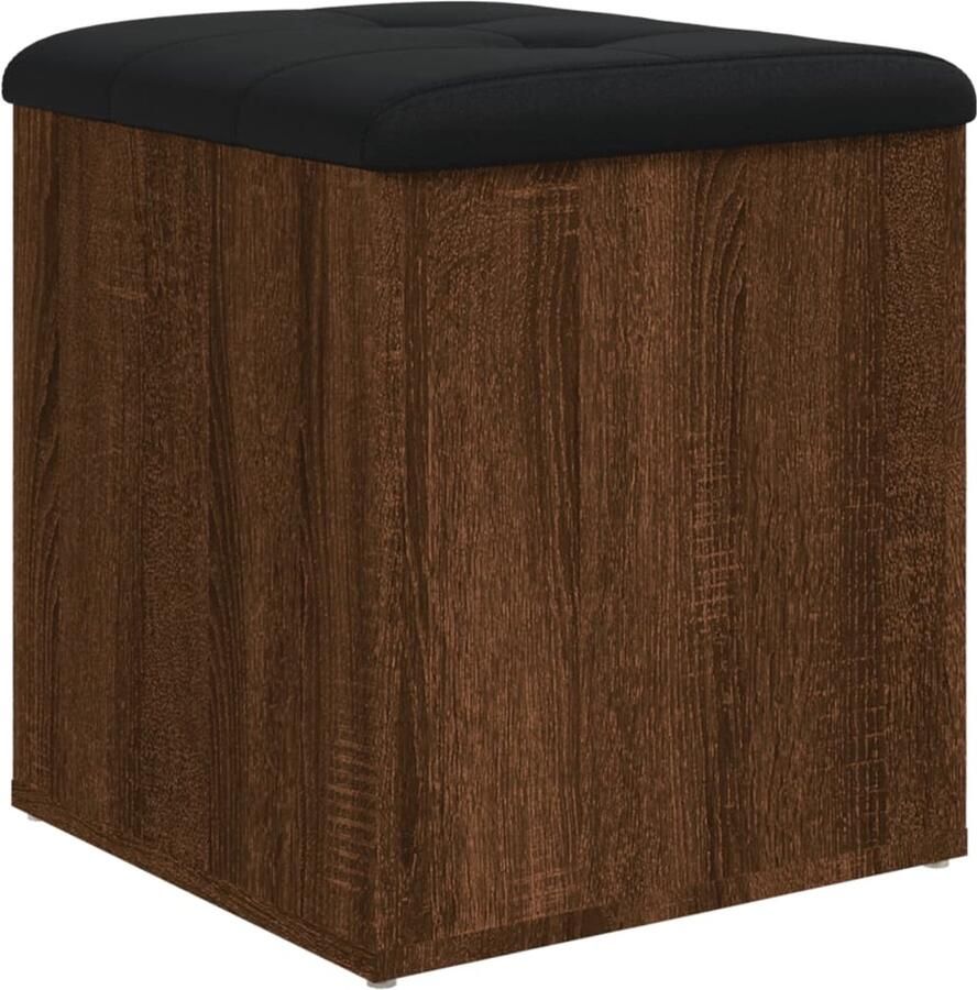 The Living Store Opbergbankje 42x42x45 cm bewerkt hout bruin eikenkleur Opbergbankje Opbergbankjes Schoenenbankje Halbankje