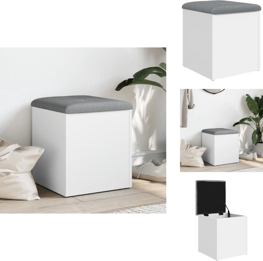 VidaXL -Opbergbankje-42x42x45-cm-bewerkt-hout-wit - Foto 2