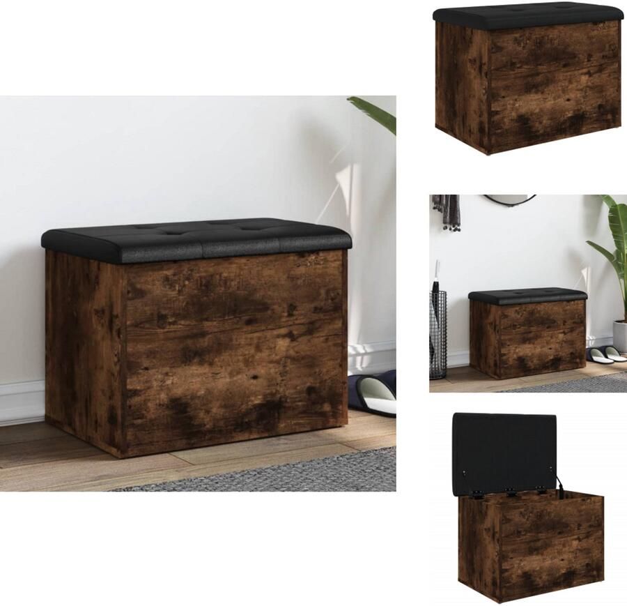VidaXL Opbergbankje Opbergbankjes Schoenenbankje Halbankje Opbergbankje 62x42x45 cm bewerkt hout gerookt eikenkleurig
