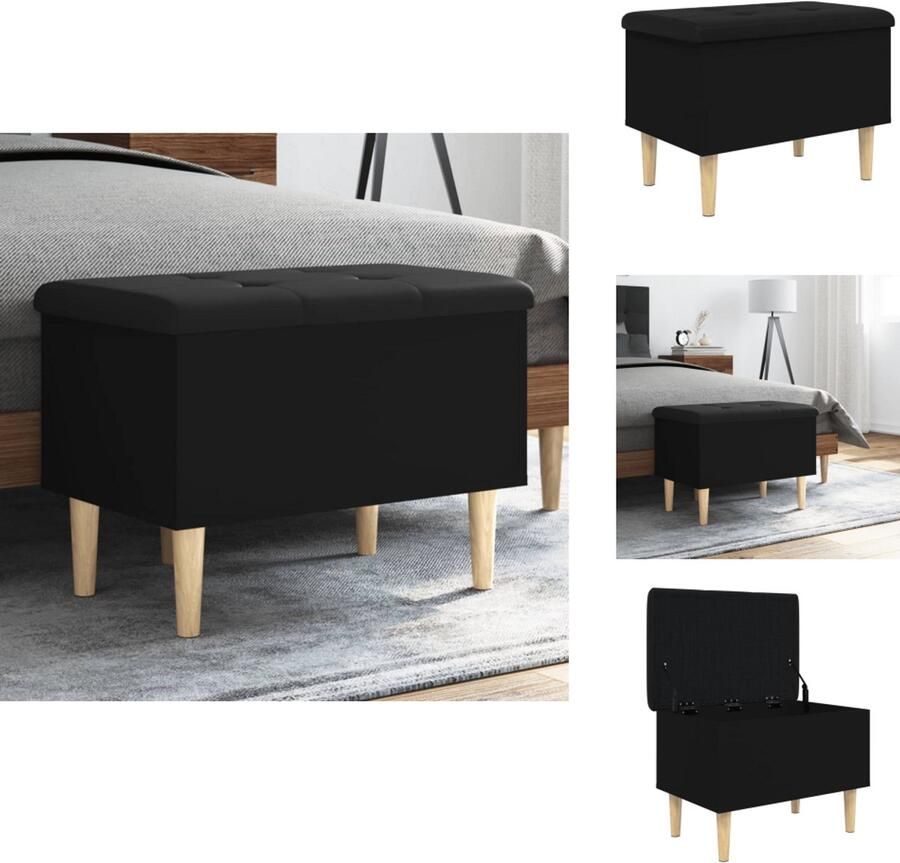 VidaXL -Opbergbankje-62x42x46-cm-bewerkt-hout-zwart - Foto 2