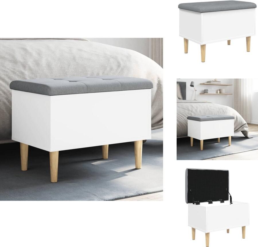 VidaXL Opbergbankje Opbergbankjes Schoenenbankje Halbankje Opbergbankje 62x42x46 cm bewerkt hout wit