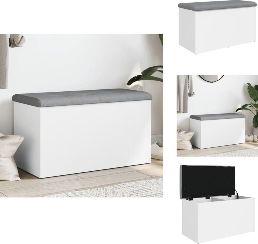 VidaXL Opbergbankje Opbergbankjes Schoenenbankje Halbankje Opbergbankje 82x42x45 cm bewerkt hout wit