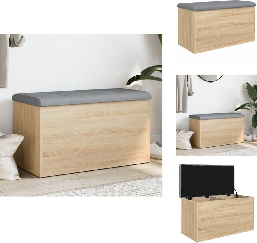 VidaXL Opbergbankje Opbergbankjes Schoenenbankje Halbankje Opbergbankje 82x42x45 cm bewerkt hout sonoma eikenkleurig