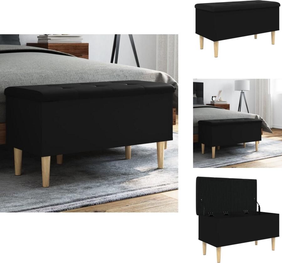 VidaXL Opbergbankje Opbergbankjes Schoenenbankje Halbankje Opbergbankje 82x42x46 cm bewerkt hout zwart