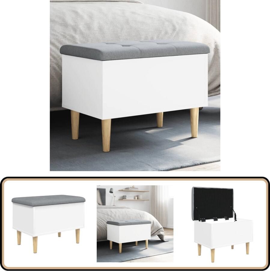 VidaXL Opbergbankje Wit 62x42x46 cm Hout Opbergbank Bankstel Schoenendoos Kast Meubilair Woonaccessoires Binnenhuisdecoratie Wit
