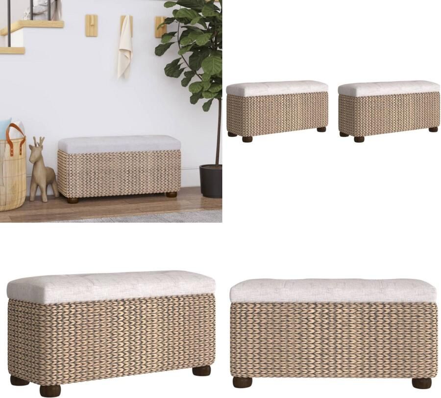 VidaXL Opbergbankjes 2 st met grijs kussen 69 cm kattenstaart Opbergbank Opbergbanken Benchbox Opbergdoos