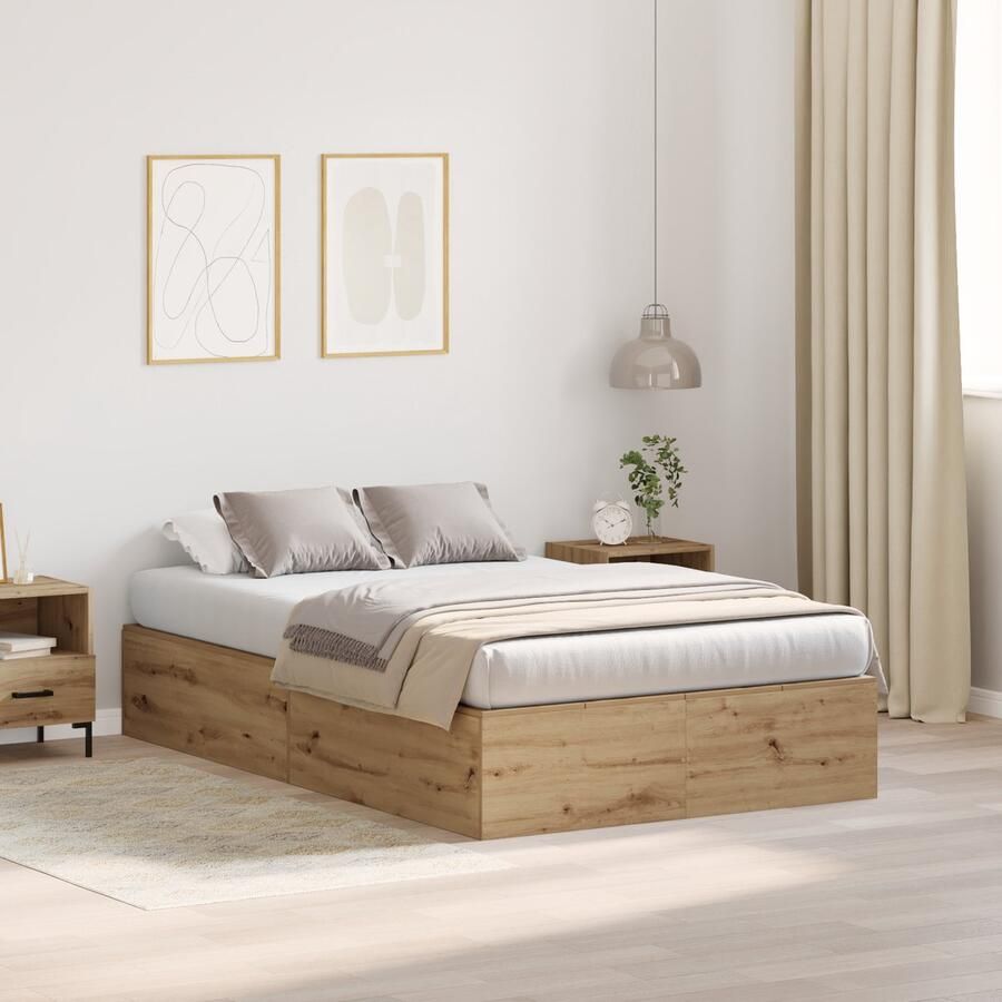 VidaXL Bedframe met opslag artisanaal eikenkleurig 200 x 120 x 31.5 cm