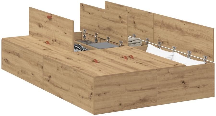 VidaXL Bedframe met opslag artisanaal eikenkleurig 190 x 120 x 31 5 cm - Foto 4