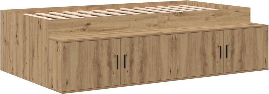 VidaXL Opbergbedframe artisanaal eikenkleurig 80 x 200 cm Bewerkt hout