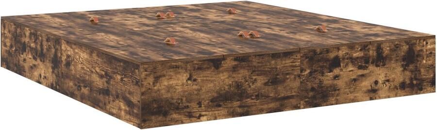 VidaXL Opbergbedframe Rook Eiken 236.5 x 180 x 31.5 cm Bewerkt hout