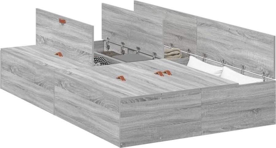VidaXL Bedframe met opslag Grijs sonoma 120 x 200 cm Bewerkt hout - Foto 2