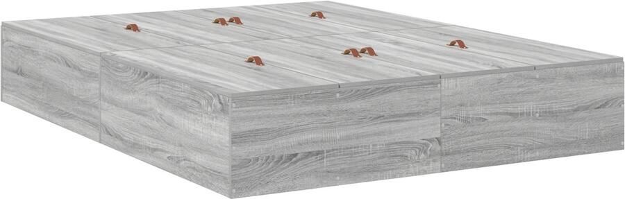 VidaXL Bedframe met opslag Grijs sonoma 135 x 190 cm Bewerkt hout