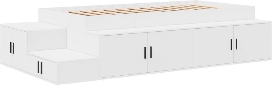VidaXL Opbergbedframe met lade Wit 234 x 118 x 53.5 cm Bewerkt hout
