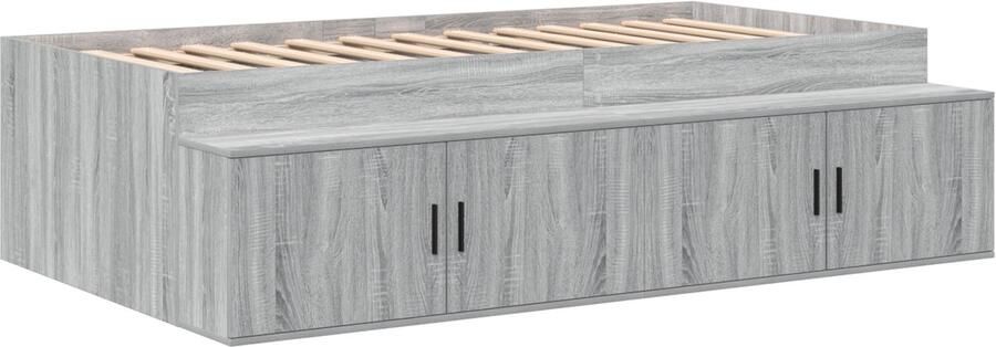 VidaXL Opbergbedframe met opslag Grijs sonoma 90 x 200 cm Bewerkt hout