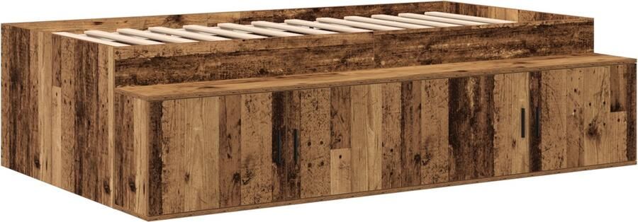 VidaXL Opbergbedframe met opslag Oud hout 90 x 200 cm Bewerkt hout