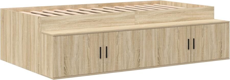 VidaXL Opbergbedframe met opslag Sonoma eiken 75 x 190 cm Bewerkt hout - Foto 2