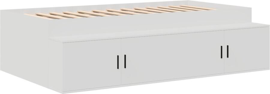 VidaXL Opbergbedframe met opslag Wit 80 x 200 cm Bewerkt hout