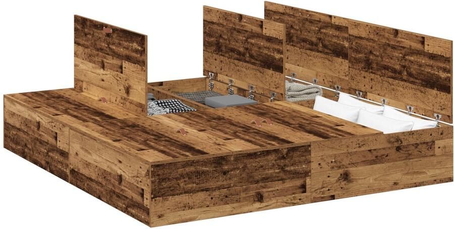 VidaXL Bedframe met opslag Oud hout 200 x 180 x 31.5 cm Bewerkt hout - Foto 2