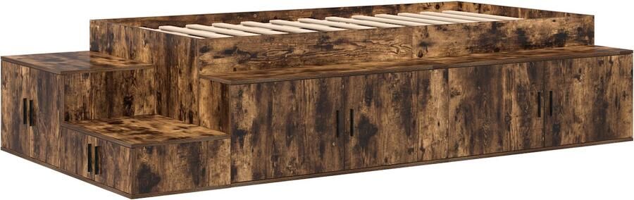 VidaXL Opslagbed Gerookt Eiken Bewerkt Hout 100 x 200 cm Opslagbed