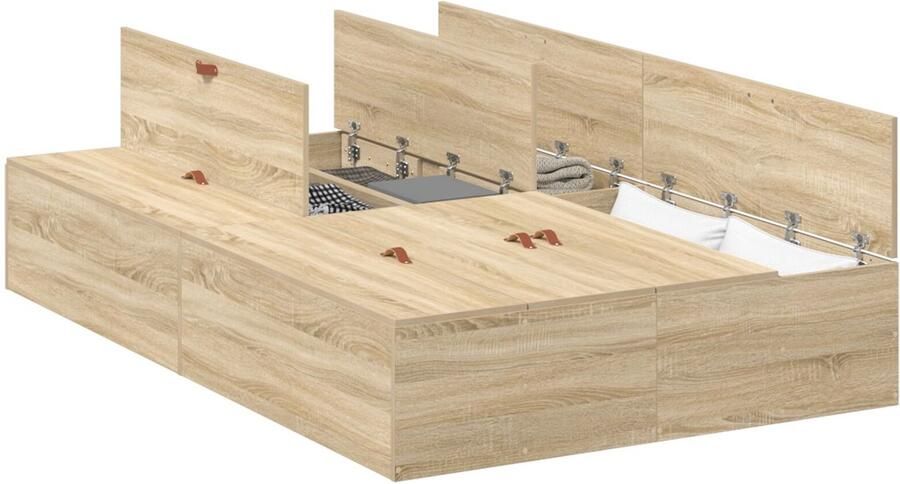 VidaXL Bedframe met opslag Sonoma eiken 120 x 200 cm Bewerkt hout - Foto 2