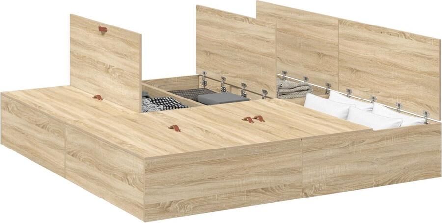 VidaXL Bedframe met opslag Sonoma eiken 180 x 200 cm Bewerkt hout - Foto 3