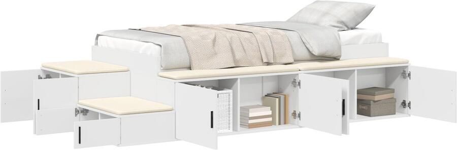 VidaXL Opbergbedframe met lade Wit 234 x 118 x 53.5 cm Bewerkt hout - Foto 2