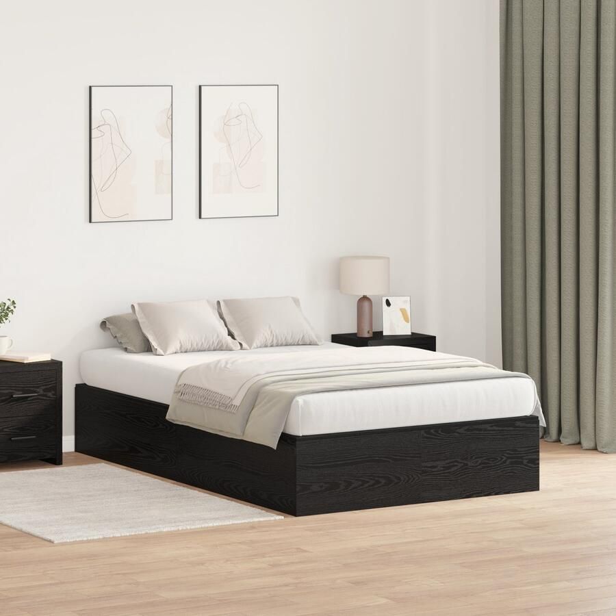 VidaXL Bedframe met opslag Zwart eiken 120 x 200 cm Bewerkt hout