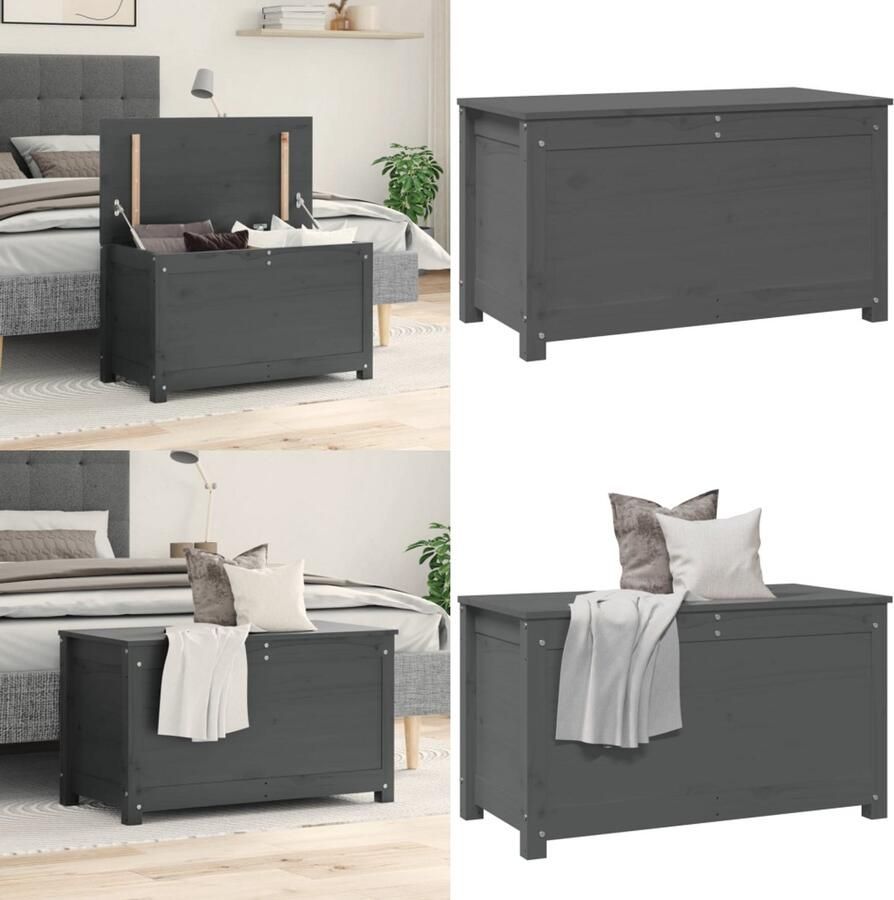 VidaXL Opbergbox grijs 80x40x45 5 cm massief grenenhout Opbergbox Opbergboxen Gereedschapskist Opbergkist
