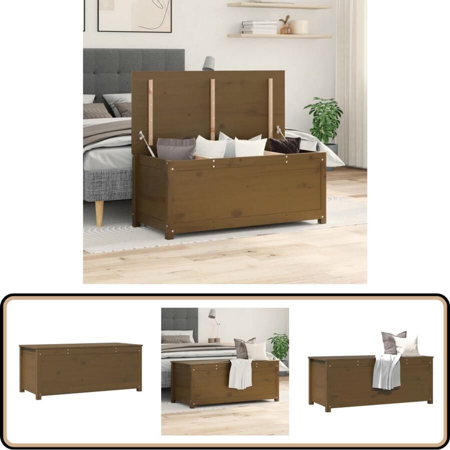 VidaXL Opbergbox Honingbruin 110x50x45 5 cm Opslag Box Houten Kast Grenoble Hout Opberger Opbergtas Meubilair Living Room Furniture Bedroom Furniture