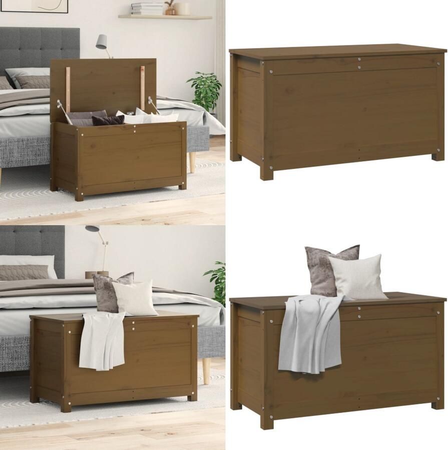 VidaXL Opbergbox honingbruin 80x40x45-5 cm massief grenenhout Opbergbox Opbergboxen Gereedschapskist Opbergkist