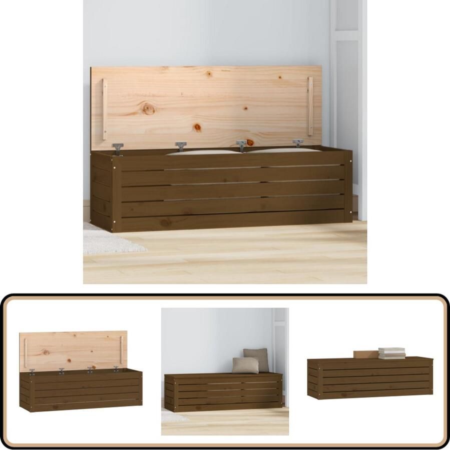 VidaXL Opbergbox Honingbruin Grenenhout Opbergdoos Opbergrekken Hout Meubilair Grenoblenhouten Kast Vintage Decoratie Woonaccessoires