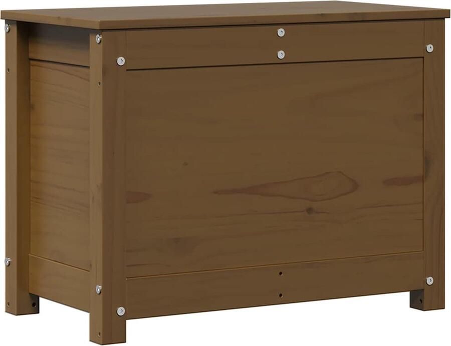 VidaXL Opbergbox Honingbruin Massief Grenenhout Opbergdoos Grenenhouten Kast Hout Meubilair Opberger Decoratieve Opslag Living Room Storage Slaapkamer Organisatie Badkameropslag Vintage Stijl Bruine Kast