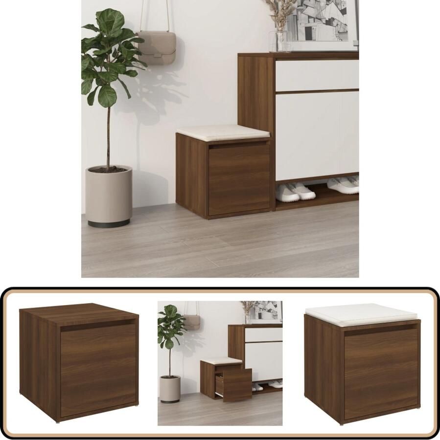 VidaXL Opbergbox Lade 40 5x40x40 cm Bruin Eiken Opbergbox Kast Ladenkast Bergruimte Decoratie