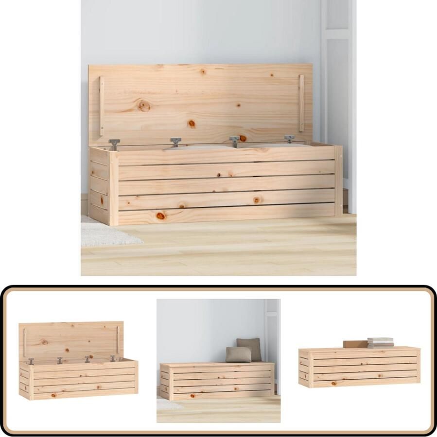 VidaXL Opbergbox Massief Grenenhout 109x36 5x33 cm Opbergdoos Gereedschapskist Grenenhout Kast Hout Kast Bruine Opbergbox