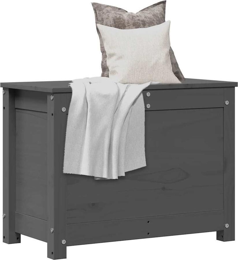 VidaXL Opbergbox Massief Grenenhout Grijs Opbergdoos Grenenhouten Kast Houtkast Opberger Opslagruimte Decoratieve Opbergbox Vintage Opbergdoos Badkameropslag Slaapkameropberg - Foto 2