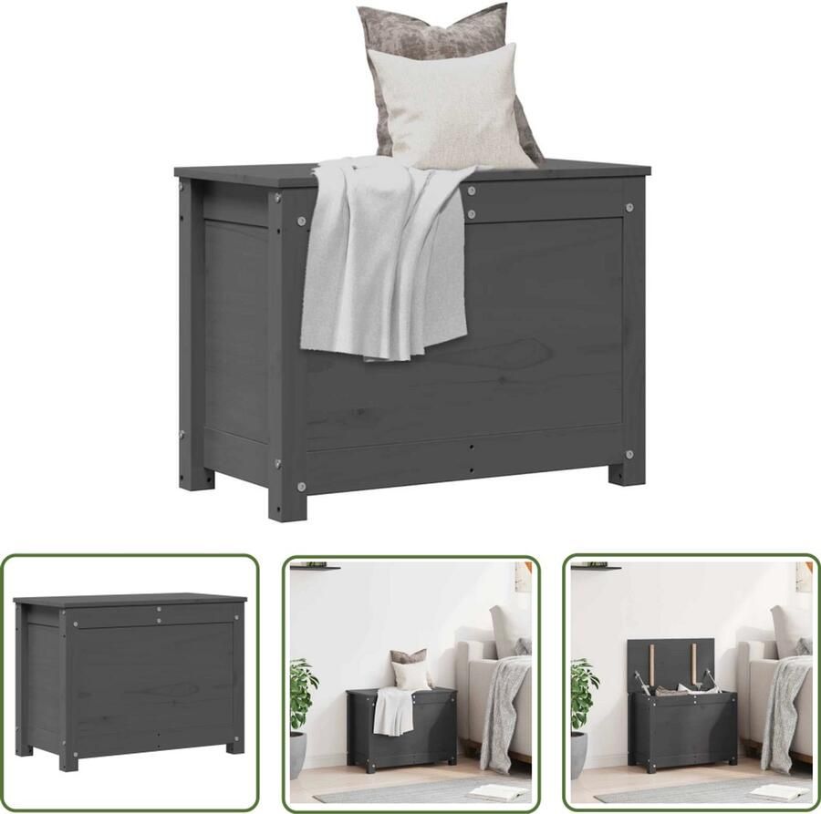VidaXL Opbergbox Massief Grenenhout Grijs Opbergdoos Grenenhouten Kast Houtkast Opberger Opslagruimte Decoratieve Opbergbox Vintage Opbergdoos Badkameropslag Slaapkameropberg