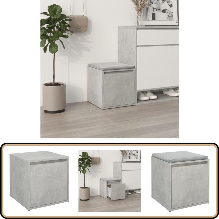 VidaXL Opbergbox met lade 40 5x40x40 cm Betongrijs Opbergbox Houten Kast Opbergkast Bergruimte Decoratie