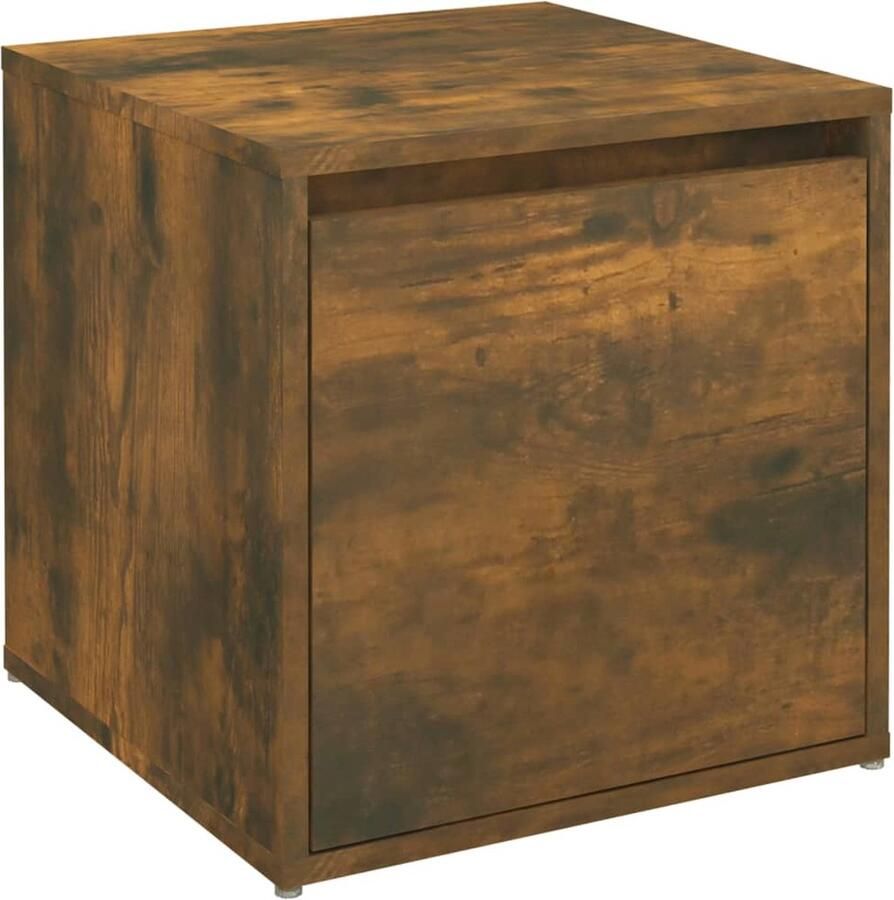VidaXL Opbergbox met lade Gerookt Eiken 40 5x40x40cm Opbergbox Opbergkast Houten Kast Bergruimte Schoenendoos