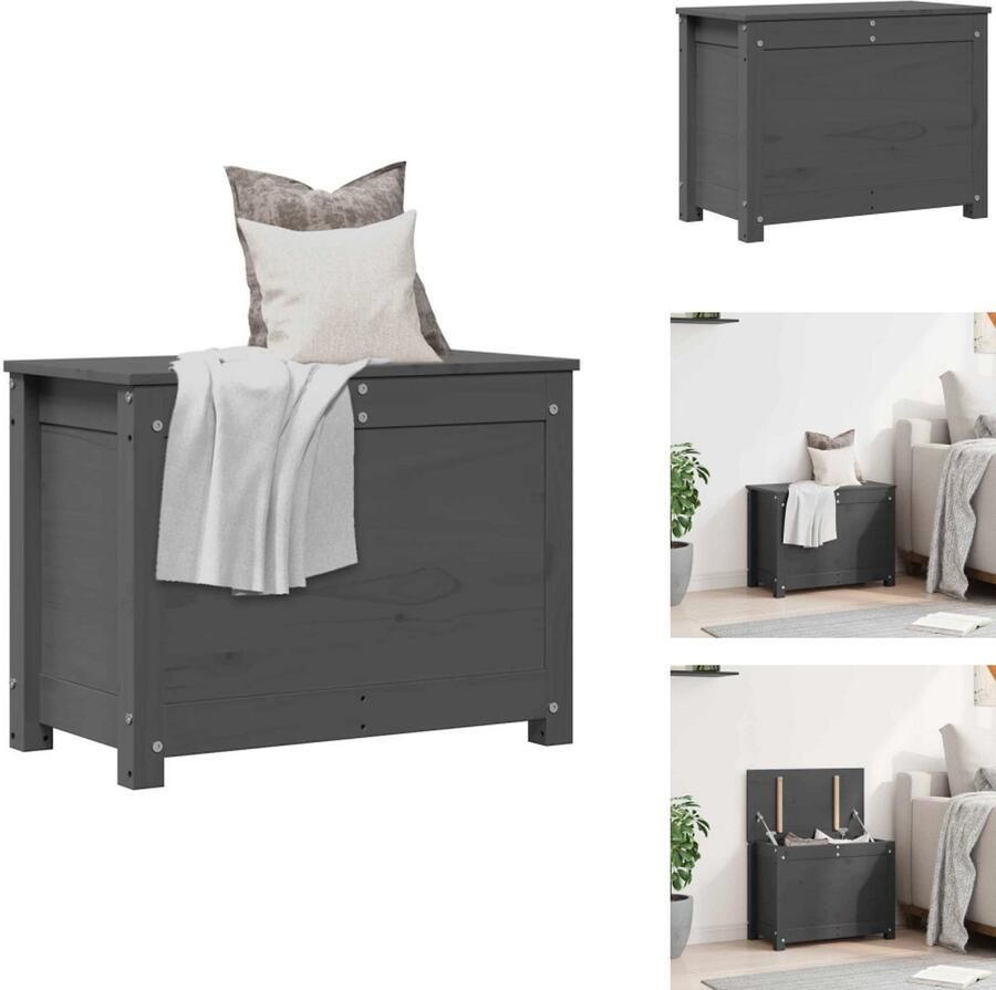 VidaXL Opbergbox Opbergboxen Gereedschapskist Opbergkist Opbergbox grijs 60x32x45 5 cm massief grenenhout