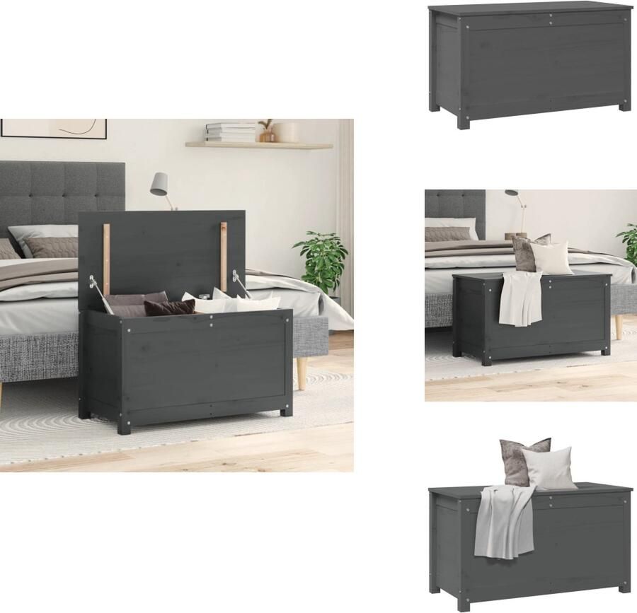VidaXL Opbergbox Opbergboxen Gereedschapskist Opbergkist Opbergbox grijs 80x40x45-5 cm massief grenenhout