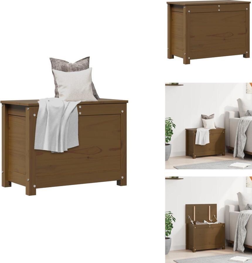 VidaXL Opbergbox Opbergboxen Gereedschapskist Opbergkist Opbergbox honingbruin 60x32x45 5 cm massief grenenhout - Foto 2