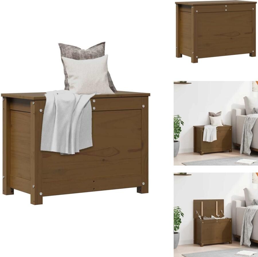 VidaXL Opbergbox Opbergboxen Gereedschapskist Opbergkist Opbergbox honingbruin 60x32x45 5 cm massief grenenhout