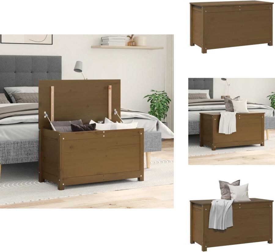 VidaXL Opbergbox Opbergboxen Gereedschapskist Opbergkist Opbergbox honingbruin 80x40x45 5 cm massief grenenhout - Foto 2