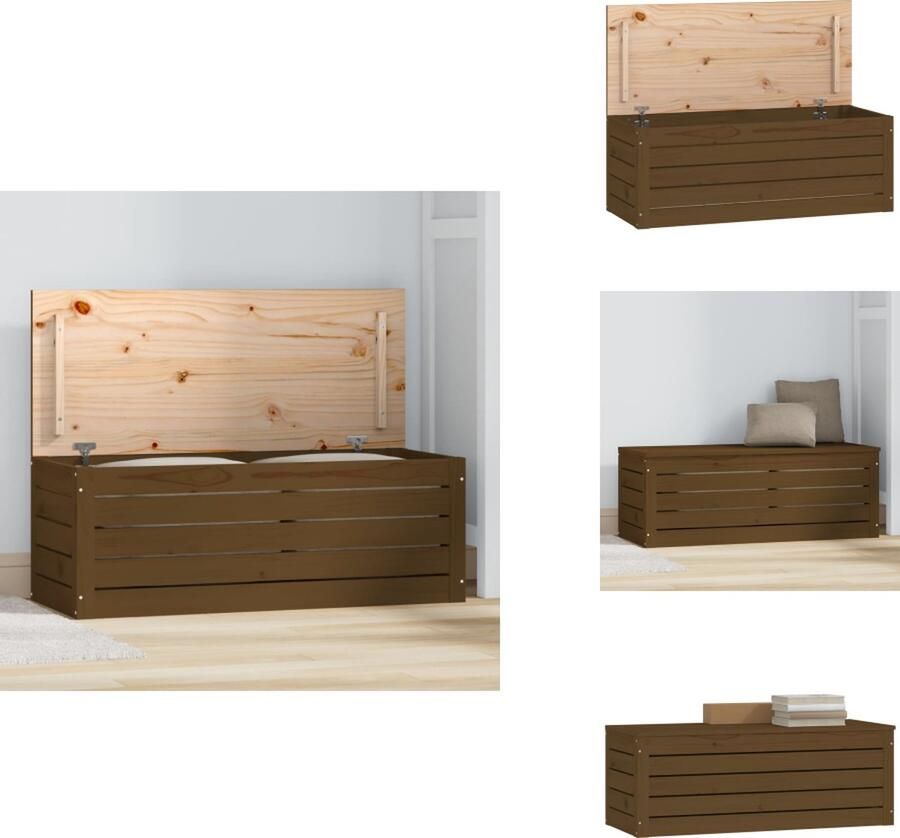 VidaXL Opbergbox Opbergboxen Gereedschapskist Opbergkist Opbergbox honingbruin 89x36 5x33 cm massief grenenhout