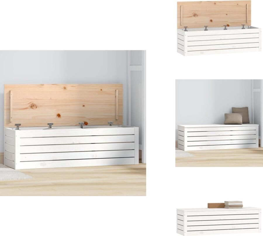 VidaXL Opbergbox Opbergboxen Gereedschapskist Opbergkist Opbergbox wit 109x36 5x33 cm massief grenenhout