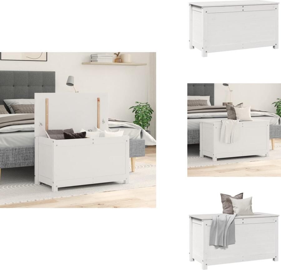 VidaXL Opbergbox Opbergboxen Gereedschapskist Opbergkist Opbergbox wit 80x40x45-5 cm massief grenenhout