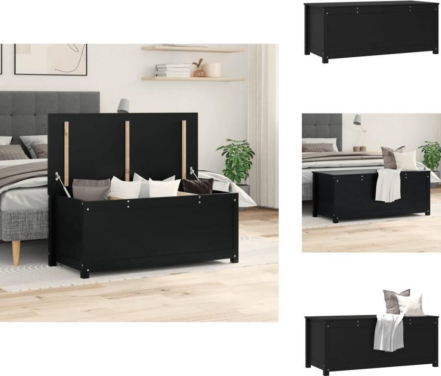 VidaXL Opbergbox Opbergboxen Gereedschapskist Opbergkist Opbergbox zwart 110x50x45 5 cm massief grenenhout