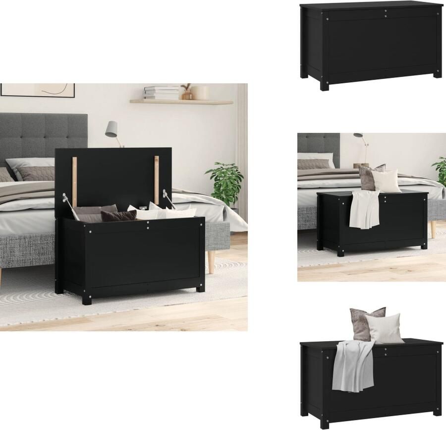 VidaXL Opbergbox Opbergboxen Gereedschapskist Opbergkist Opbergbox zwart 80x40x45 5 cm massief grenenhout